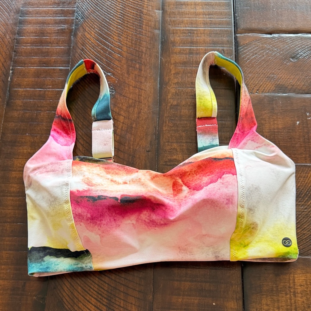Watercolor Print Swim Too with Adjustable Straps